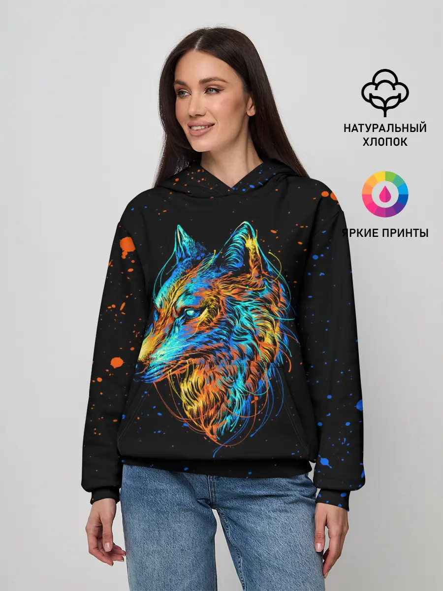 Женское худи / КРАСОЧНЫЙ ВОЛК