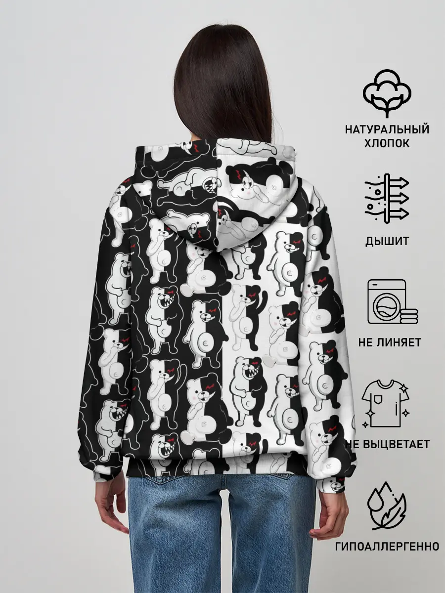 Женское худи / MONOKUMA / МОНОКУМА ПАТТЕРН