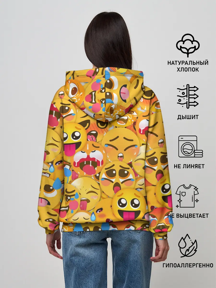 Женское худи / Ахегао эмодзи паттерн