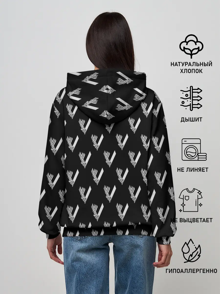 Женское худи / Викинги Лого Паттерн | Vikings Pattern
