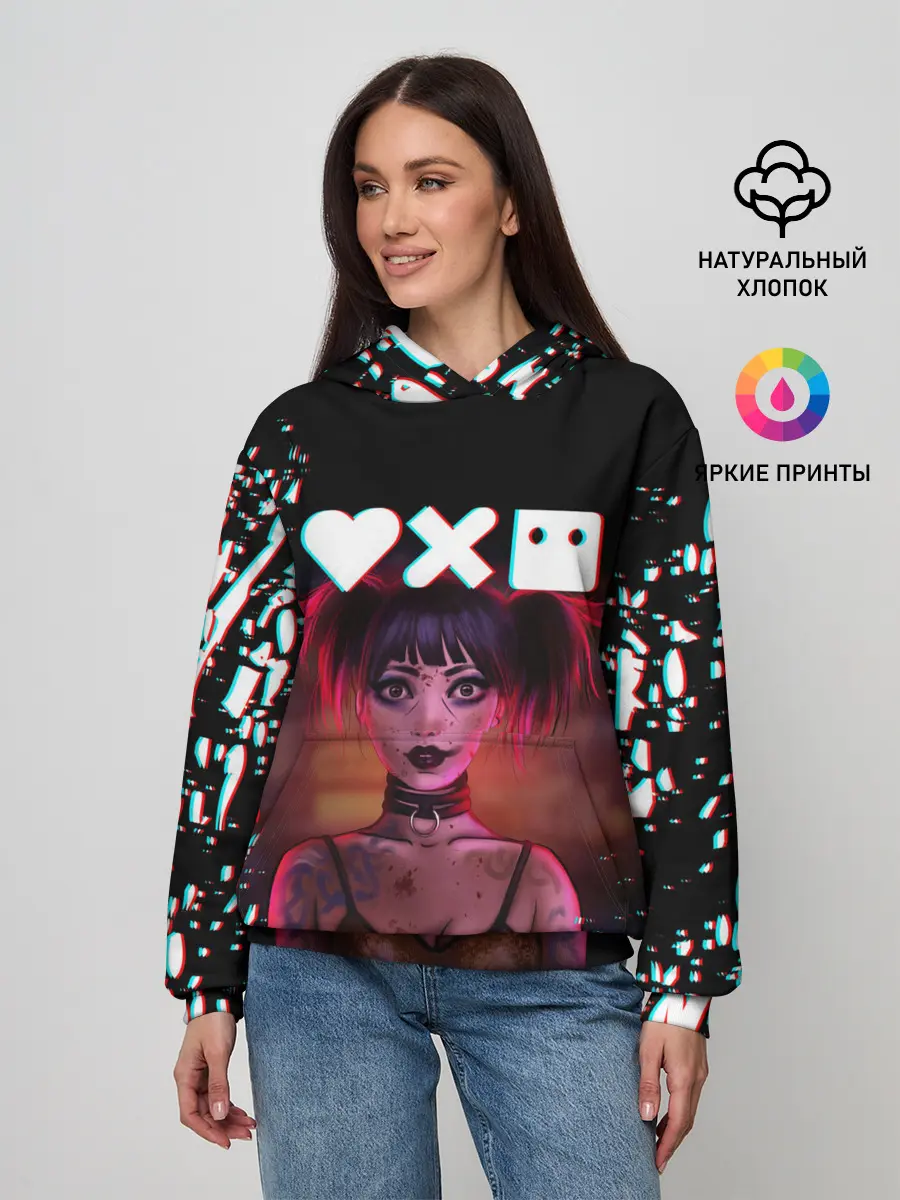 Женское худи / Love, Death and Robots | Lora Glitch