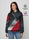Женское худи / 3D BLACK AND RED METAL