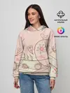 Женское худи / Летний узор цветы птичка
