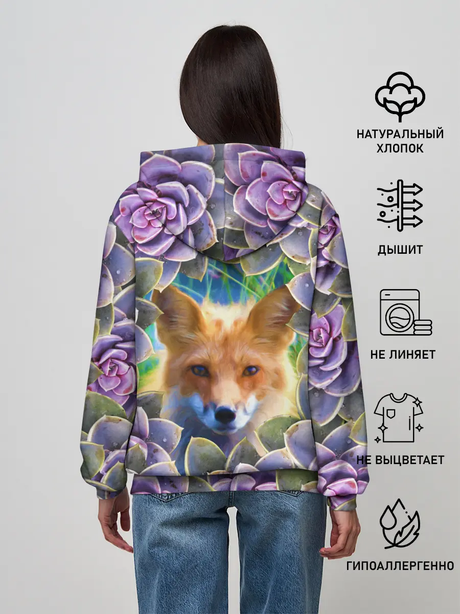 Женское худи / Лиса среди цветов