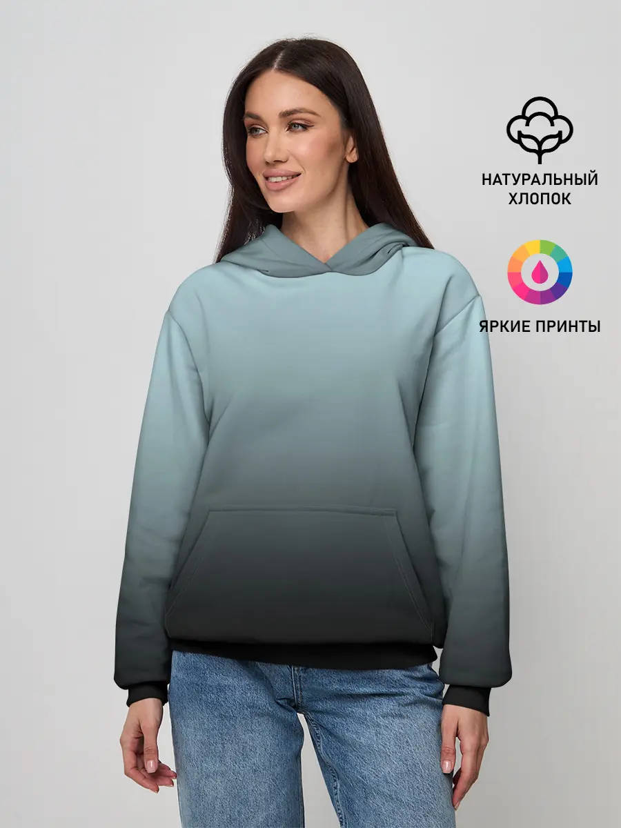 Женское худи / Black and Blue gradient