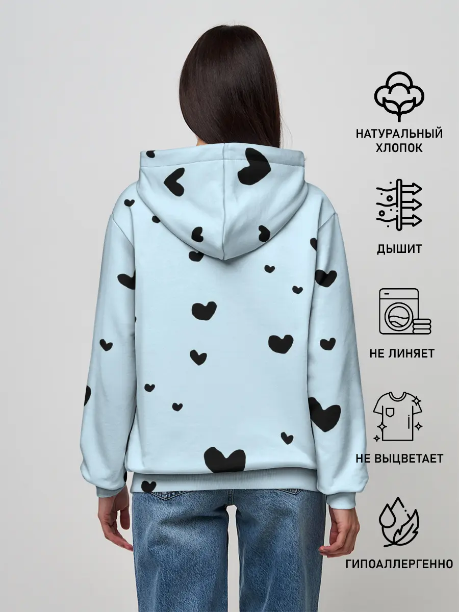 Женское худи / Танджиро Камадо черные сердечки