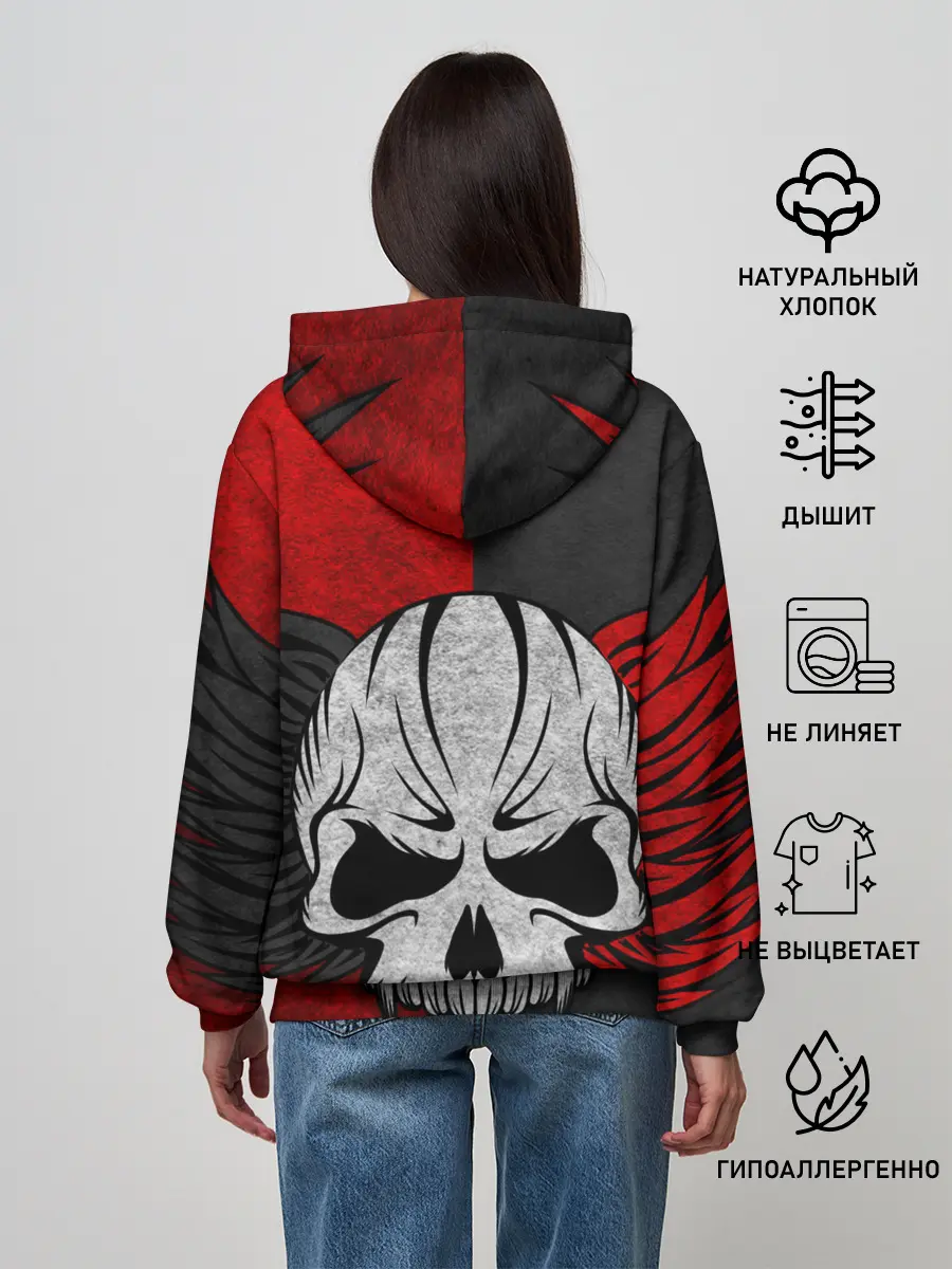 Женское худи / Крылатый череп 3D