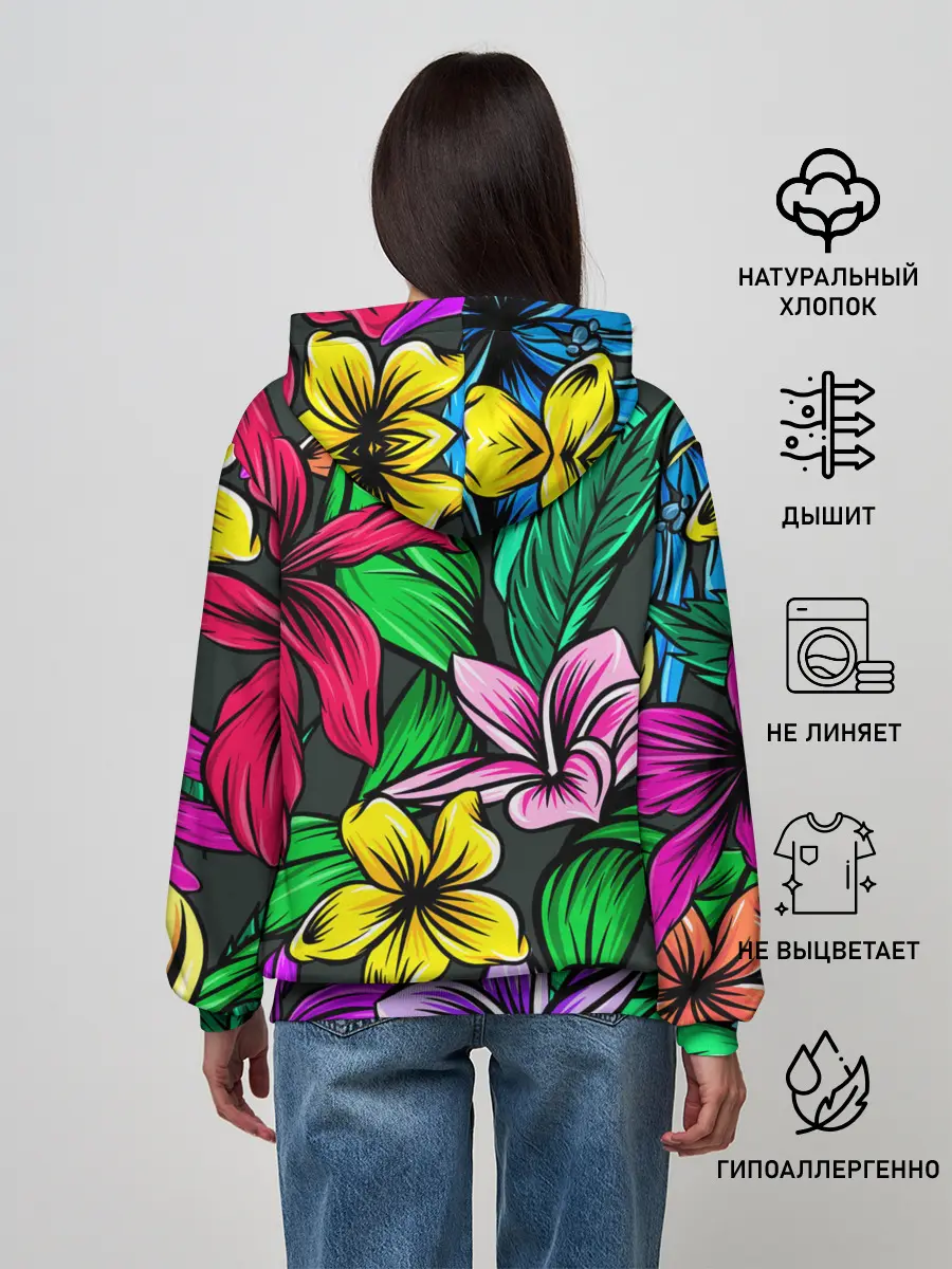 Женское худи / Цветочный фон | Пляжная