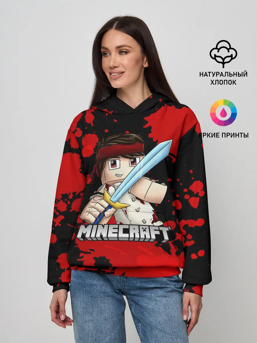 Женское худи / Стив с мечом Minecraft