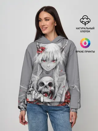 Женское худи / Девушка с черепом