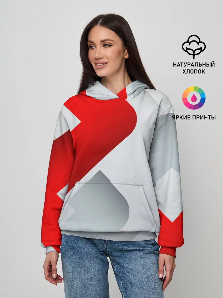 Женское худи / 3D SPORT STYLE RED / WHITE