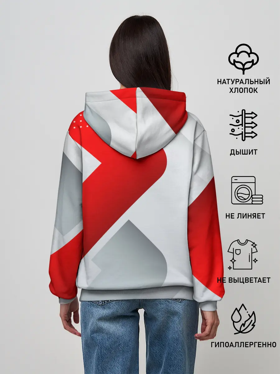 Женское худи / 3D SPORT STYLE RED / WHITE
