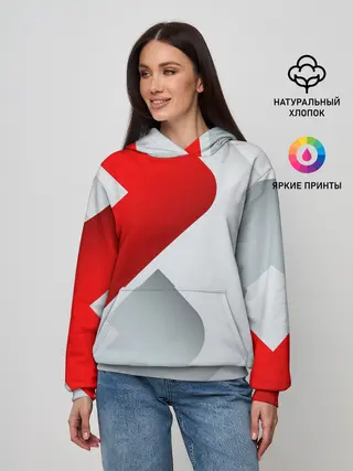 Женское худи / 3D SPORT STYLE RED / WHITE