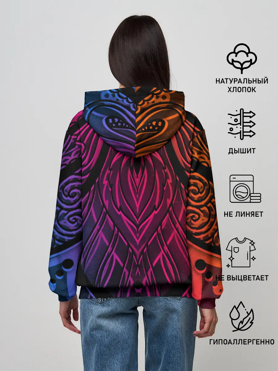 Женское худи / Фиолетовый узор 3D