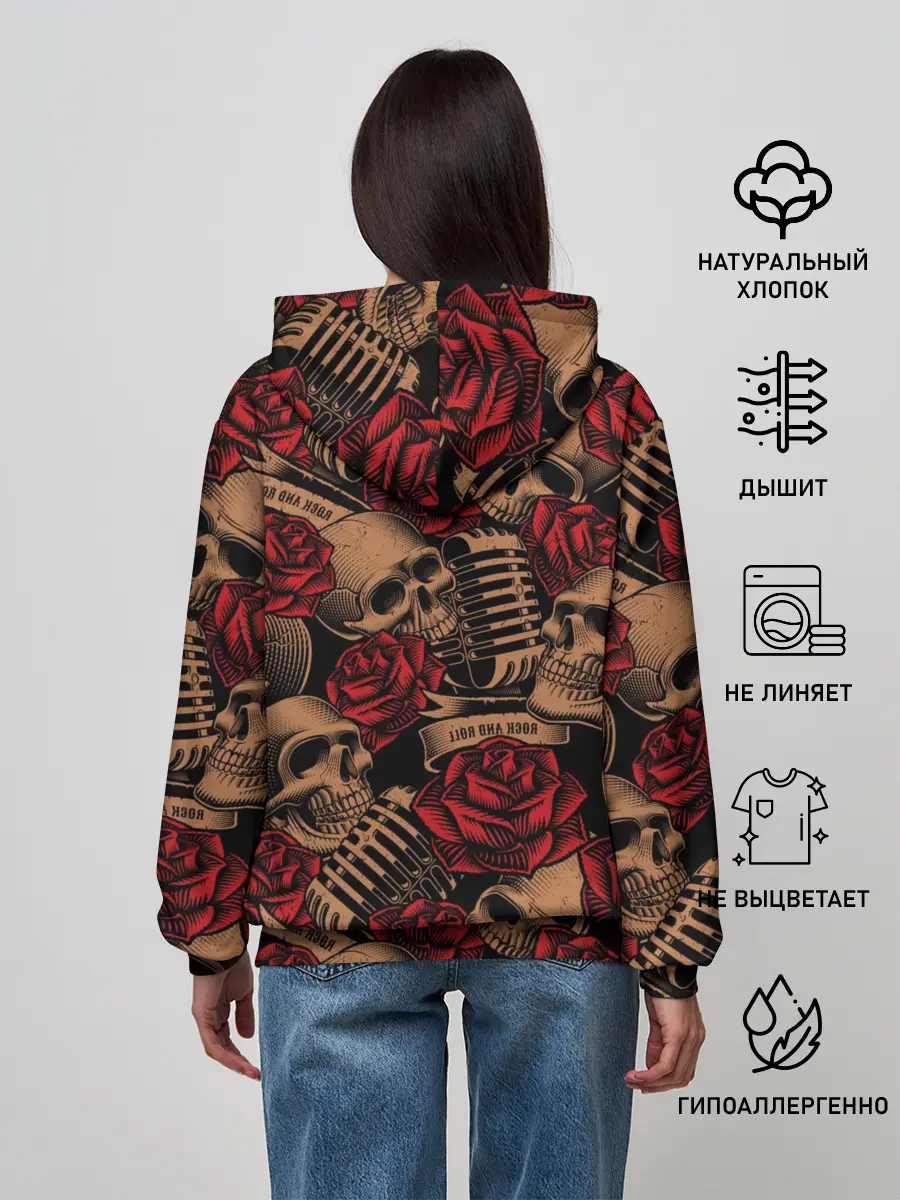 Женское худи / Черепа Рок-н-ролл