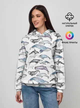 Женское худи / киты паттерн