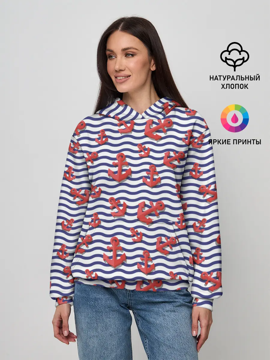 Женское худи / Красные якоря