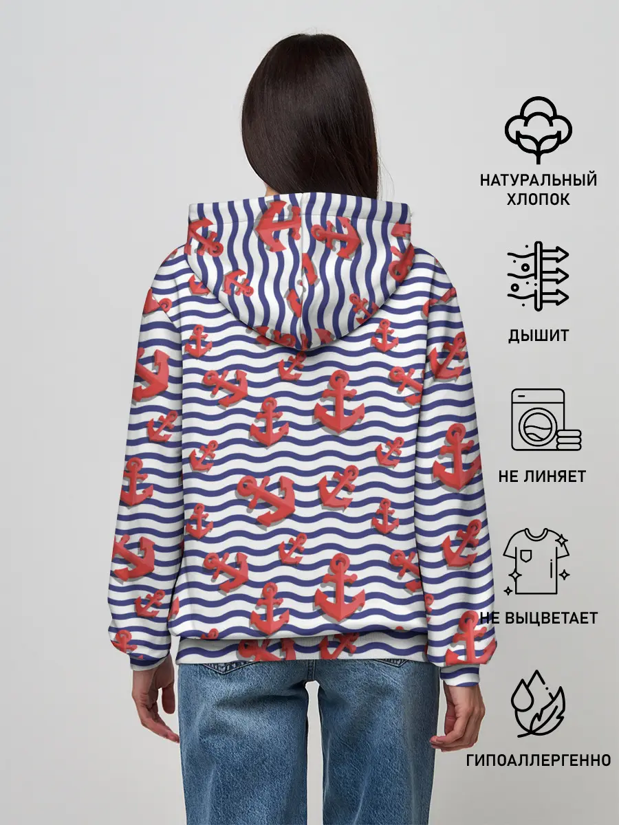 Женское худи / Красные якоря