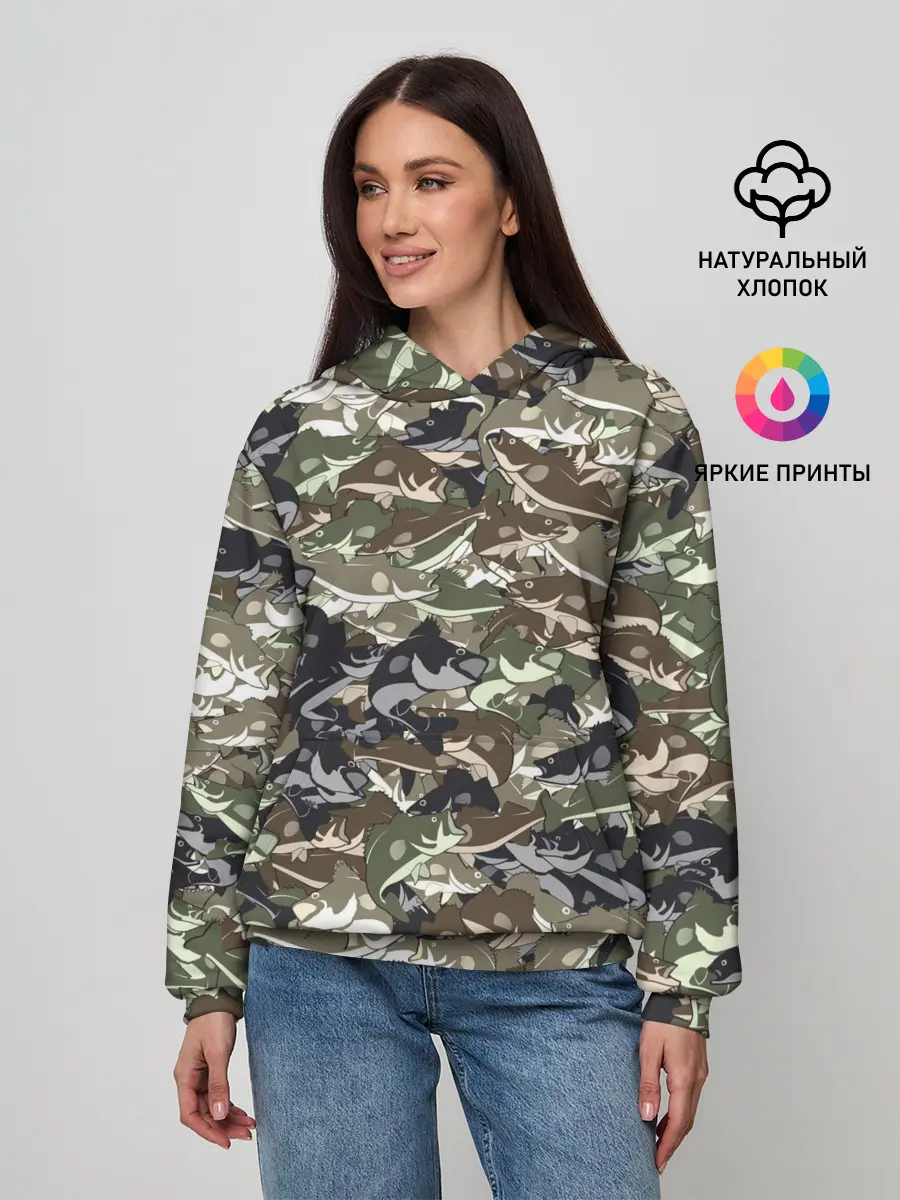 Женское худи / Камуфляж для рыбака