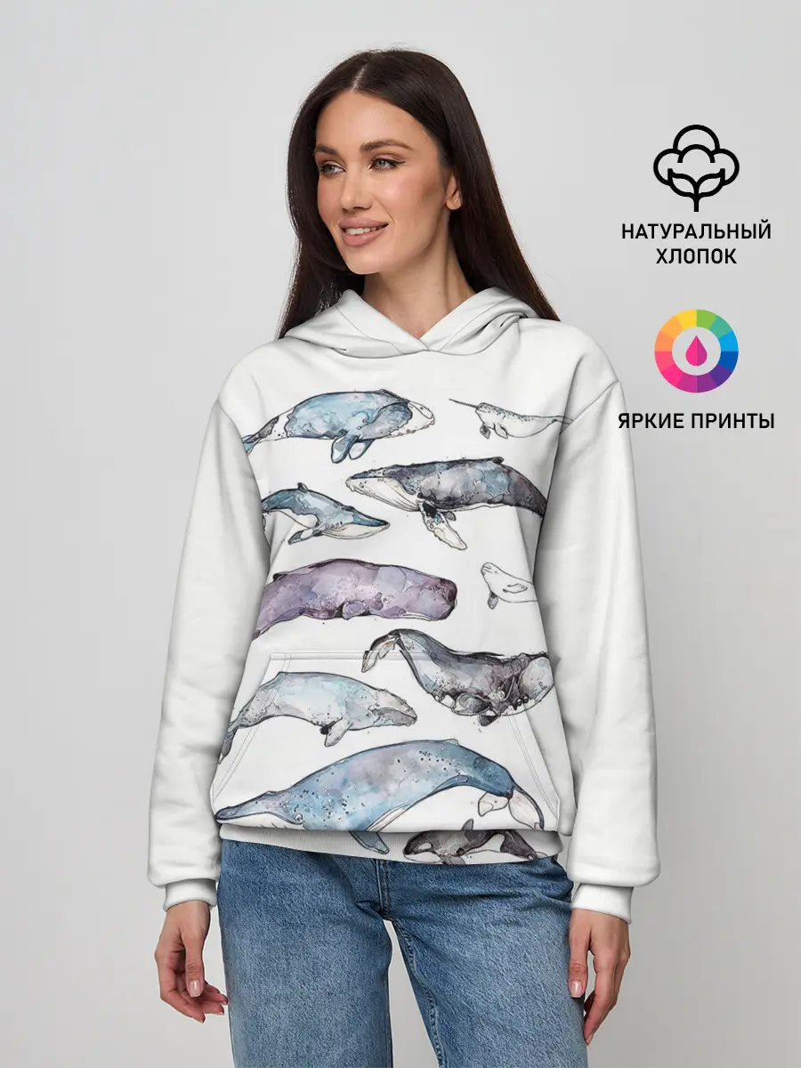 Женское худи / киты