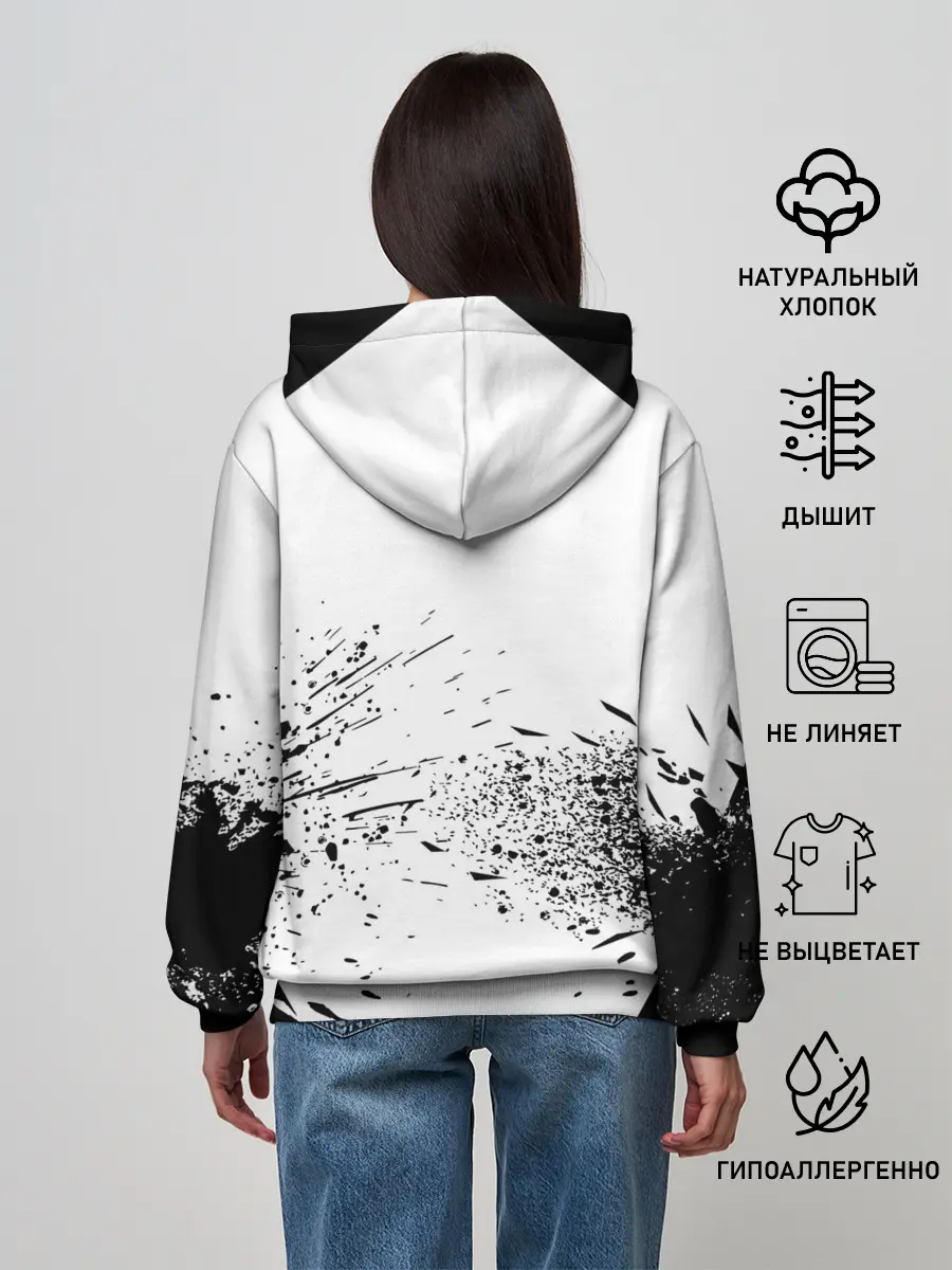 Женское худи / Чёрный клевер с иероглифами