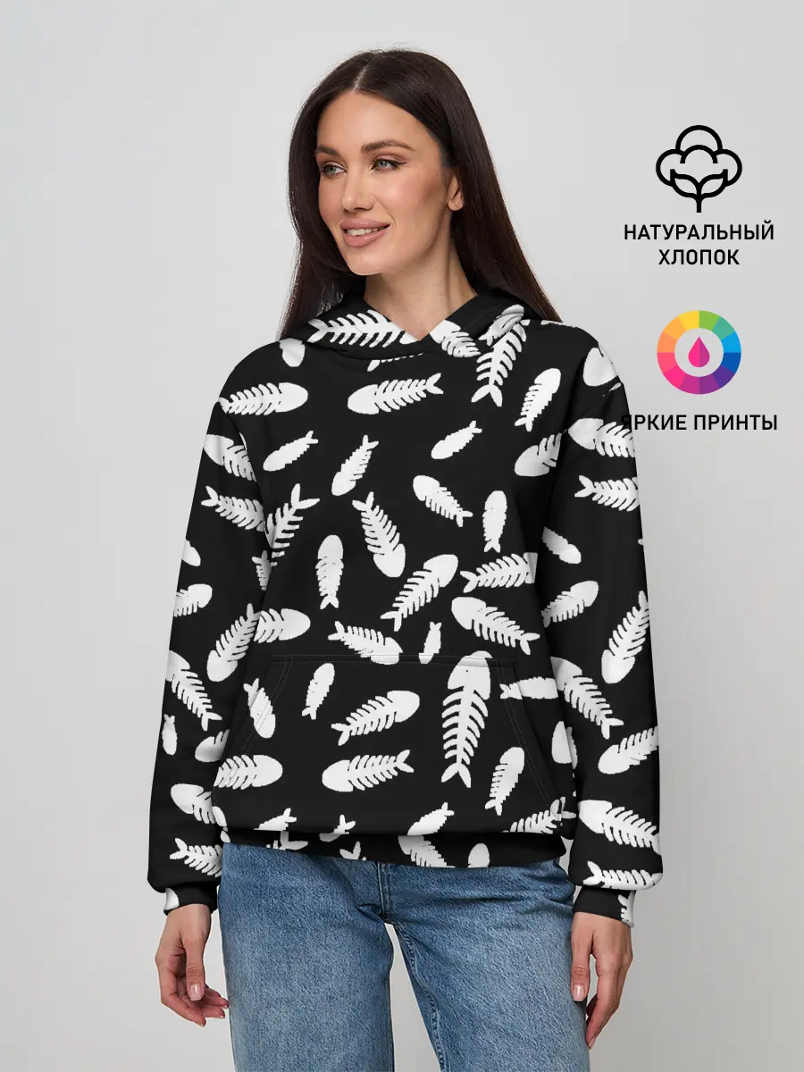 Женское худи / Скелеты рыб
