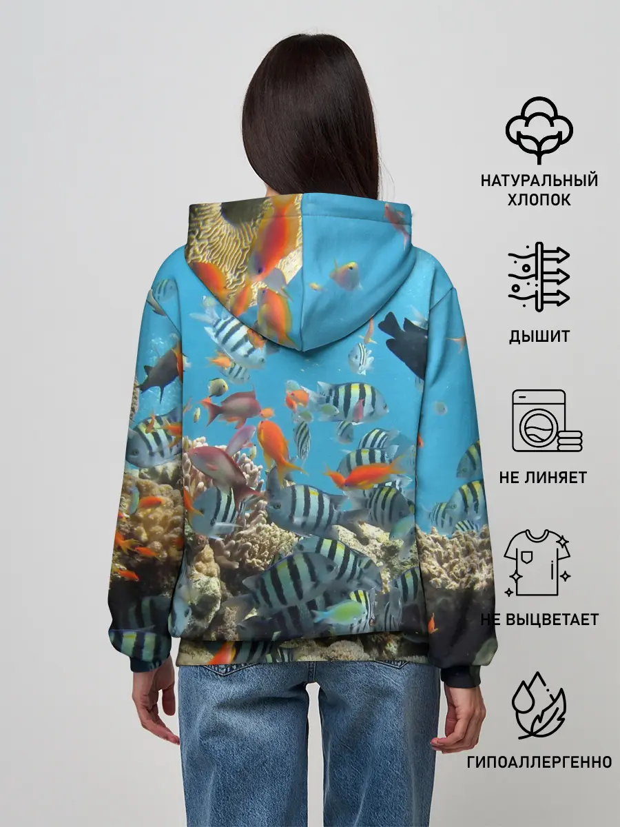 Женское худи / Коралловые рыбки