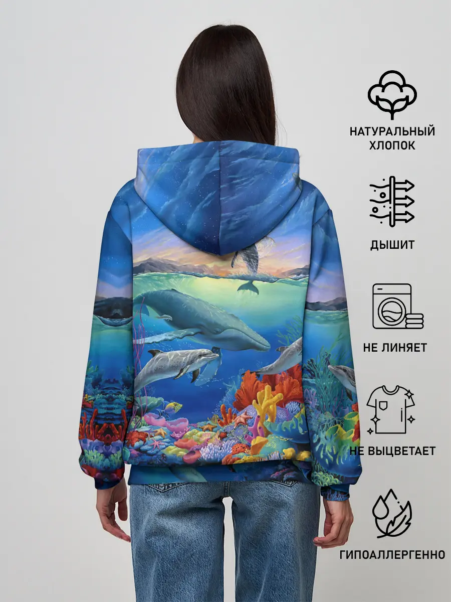 Женское худи / Киты и дельфины