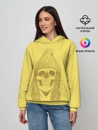 Женское худи / Черно БелЫй ЧереП