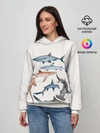 Женское худи / акулы