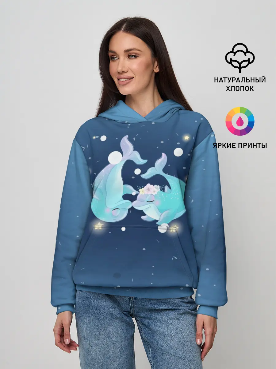 Женское худи / Два дельфина