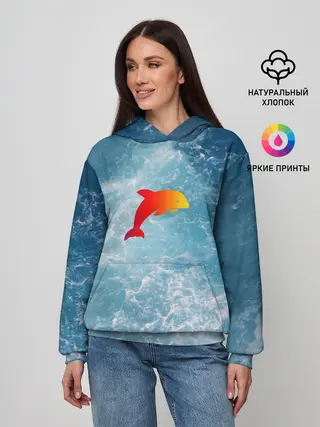Женское худи / Дельфин в море