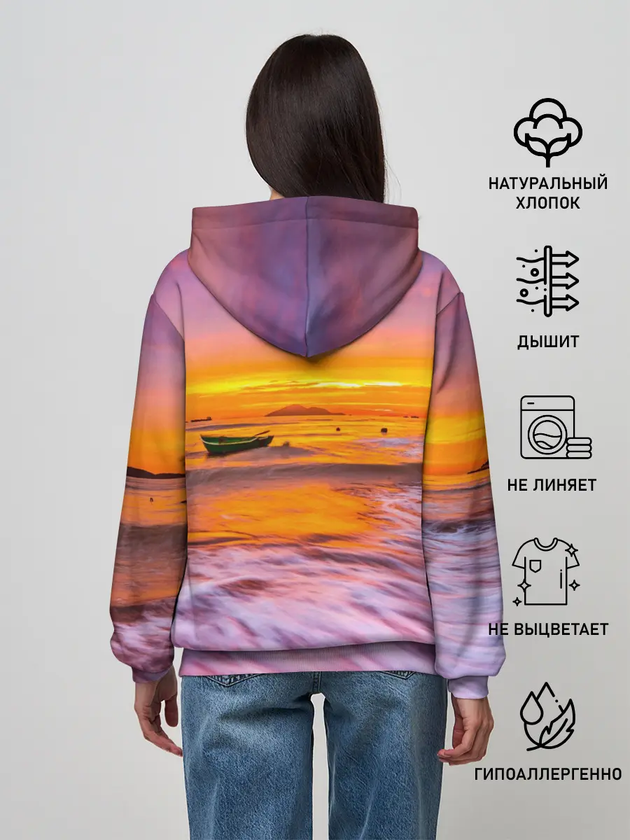 Женское худи / Закат на пляже