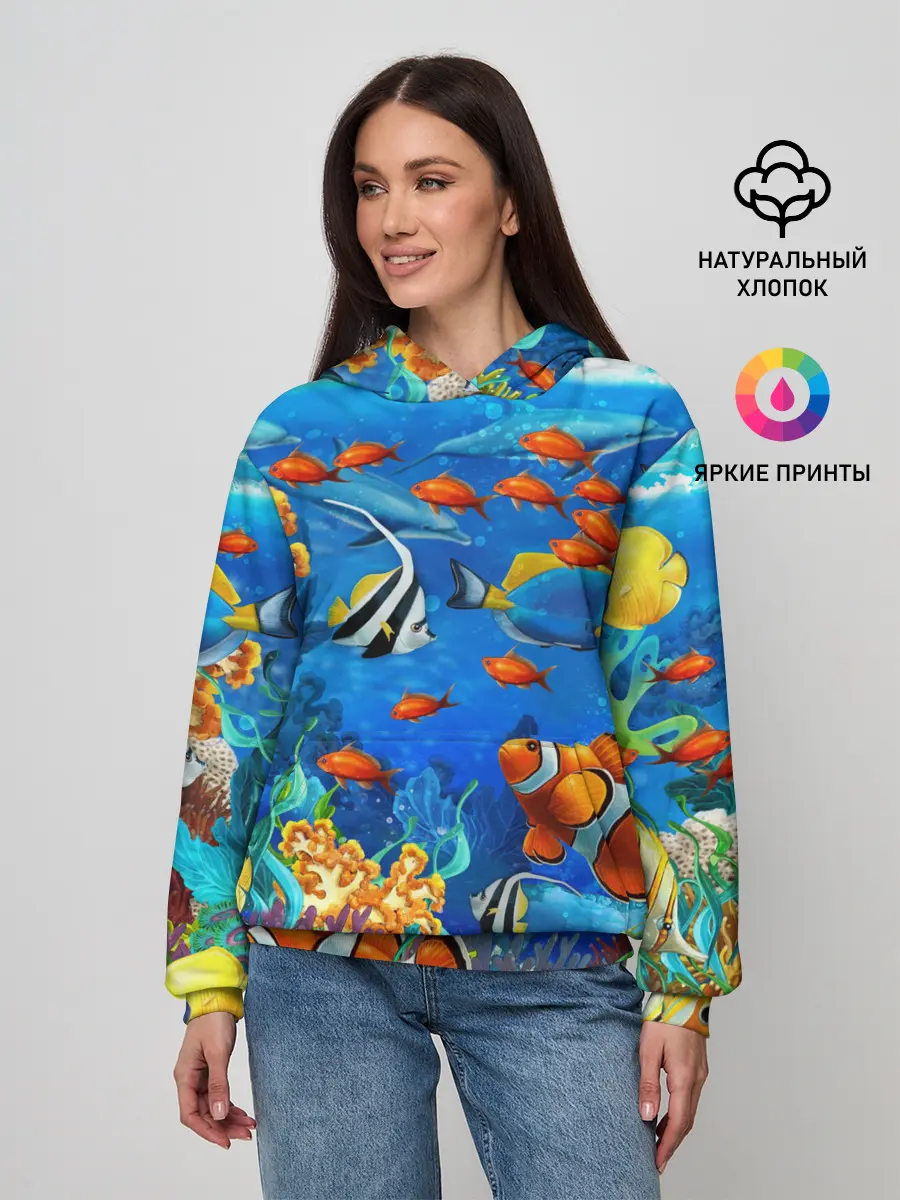 Женское худи / Коралловые рыбки