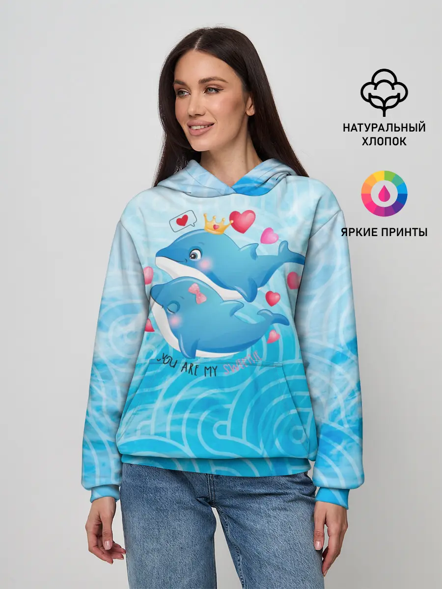 Женское худи / Два дельфина