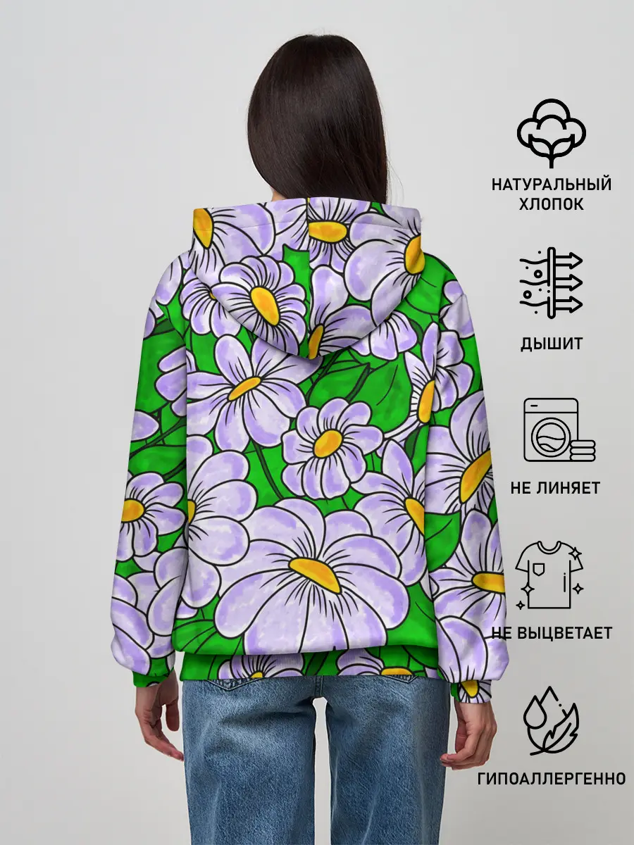 Женское худи / Цветы Лавандовые ромашки