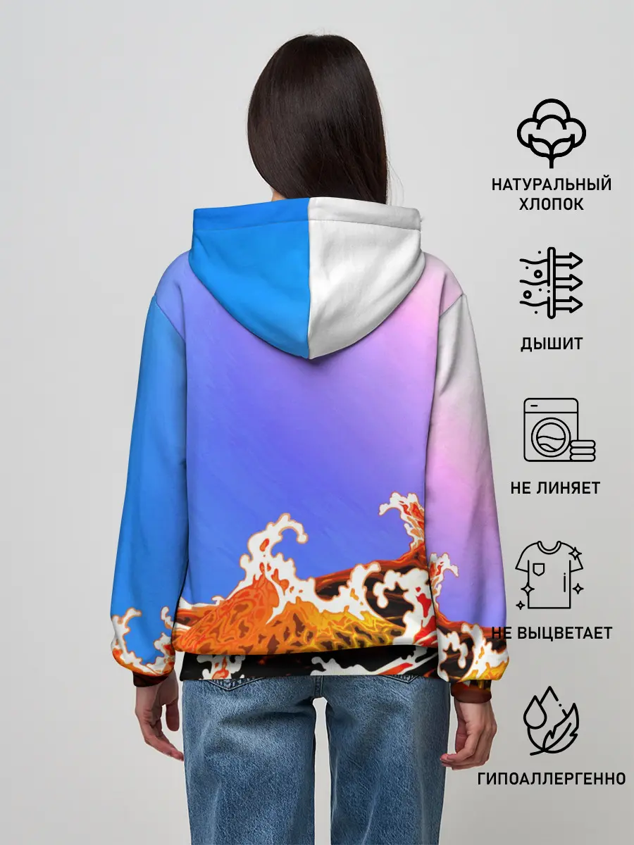 Женское худи / Осьминог в Лаве | Градиент