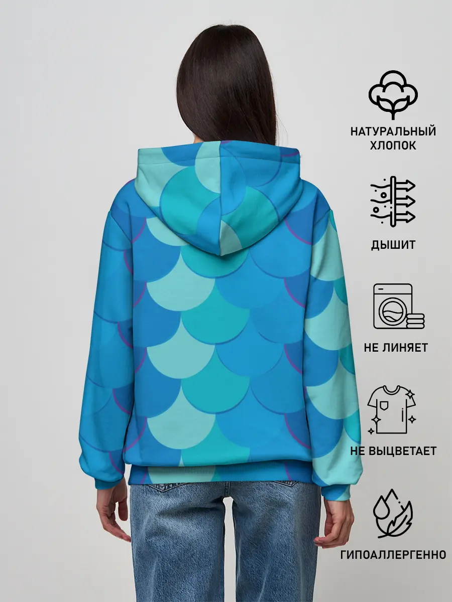 Женское худи / Синяя чешуя рыбы