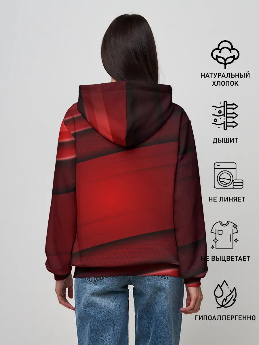 Женское худи / 3D red Абстрактные линии