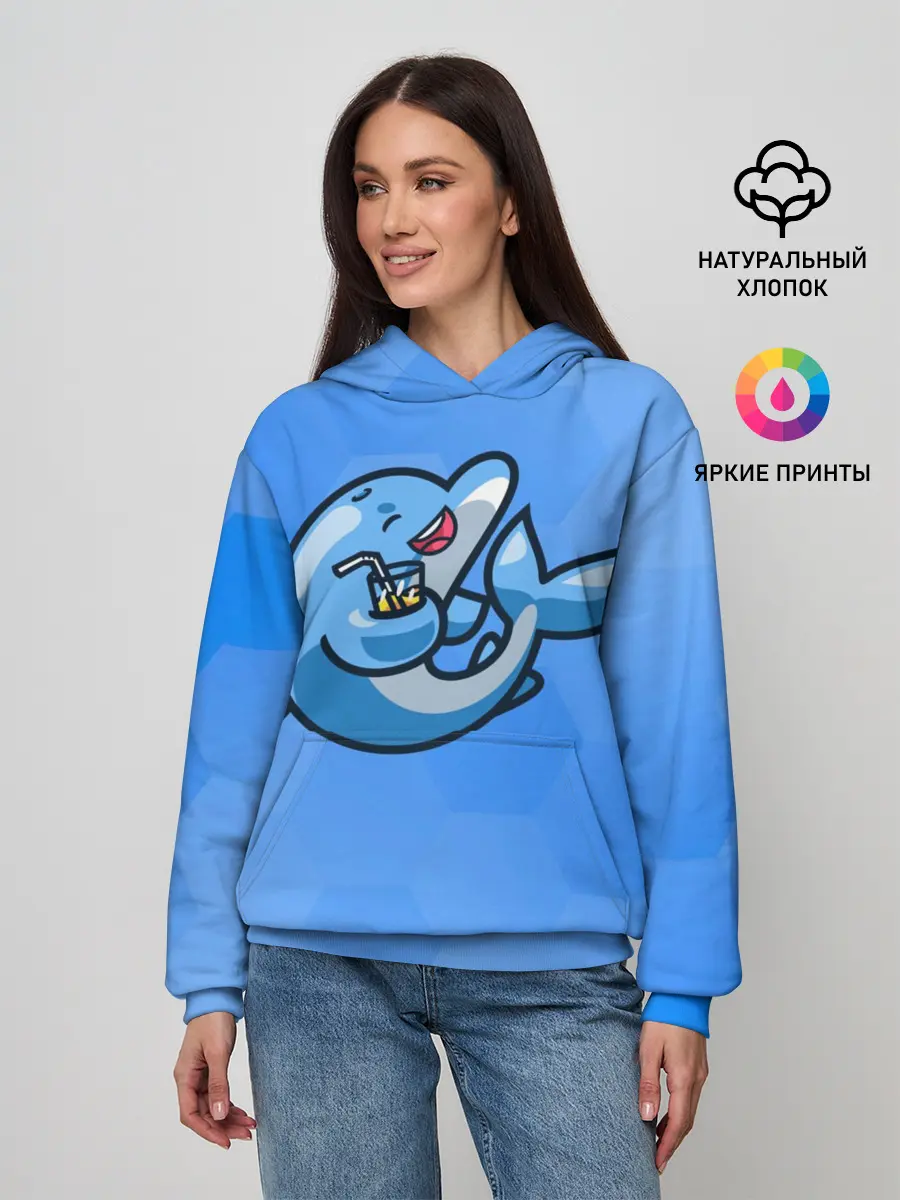 Женское худи / Дельфин с коктейлем