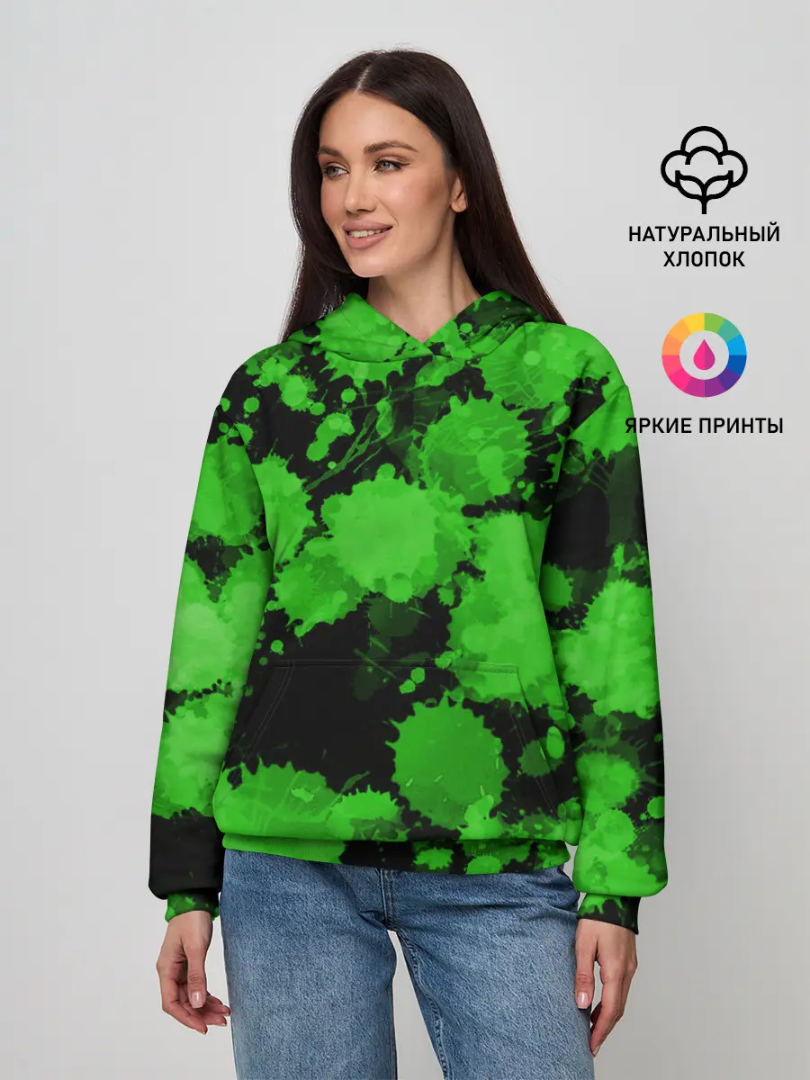 Женское худи / Зеленые Кляксы