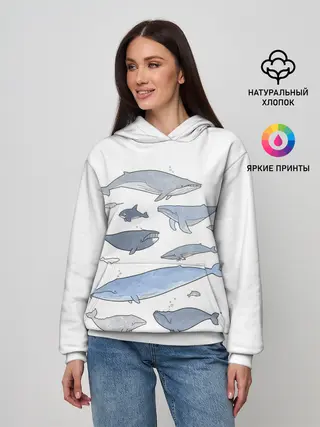 Женское худи / киты