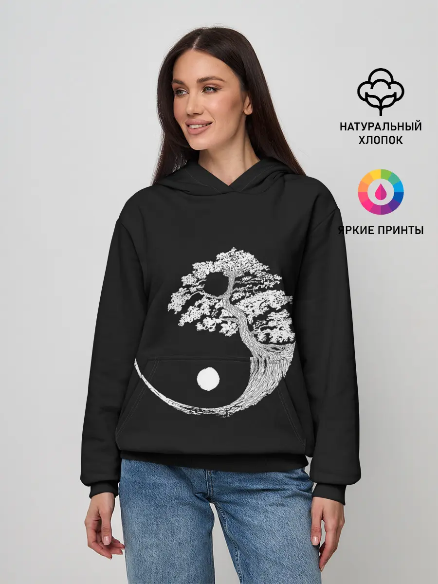 Женское худи / Yin and Yang. Bonsai Tree