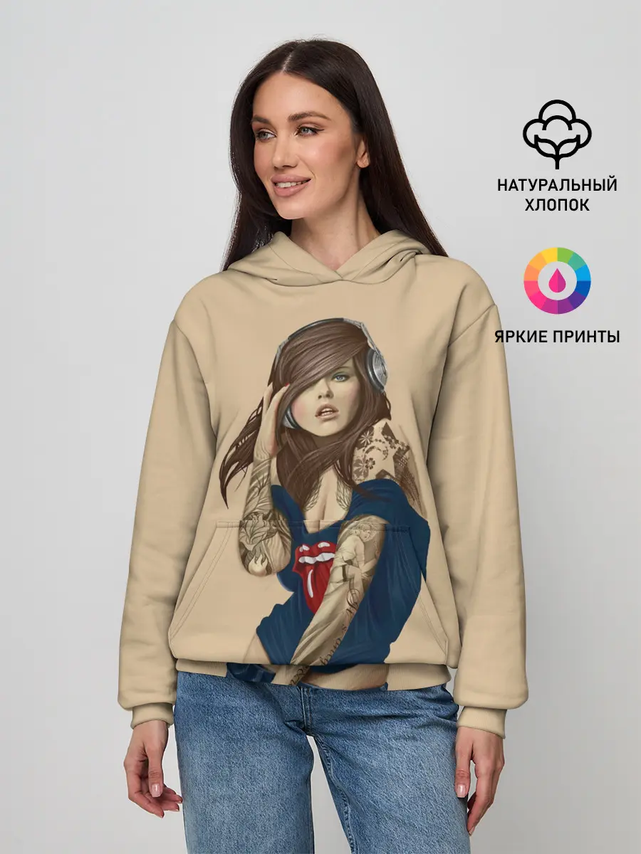 Женское худи / ДевушКа слушает Музыку