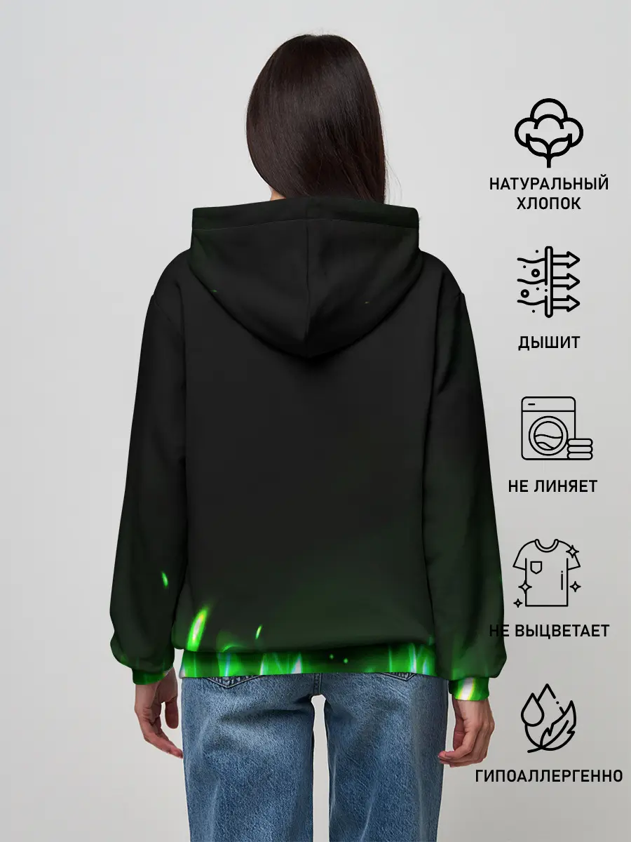 Женское худи / Зеленый огонь