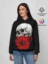 Женское худи / Череп и Красный Цветок | Skull