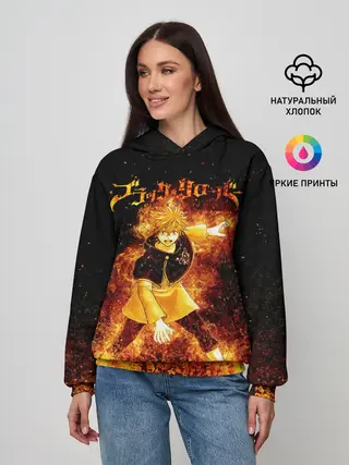 Женское худи / Чёрный клевер Аста в огне