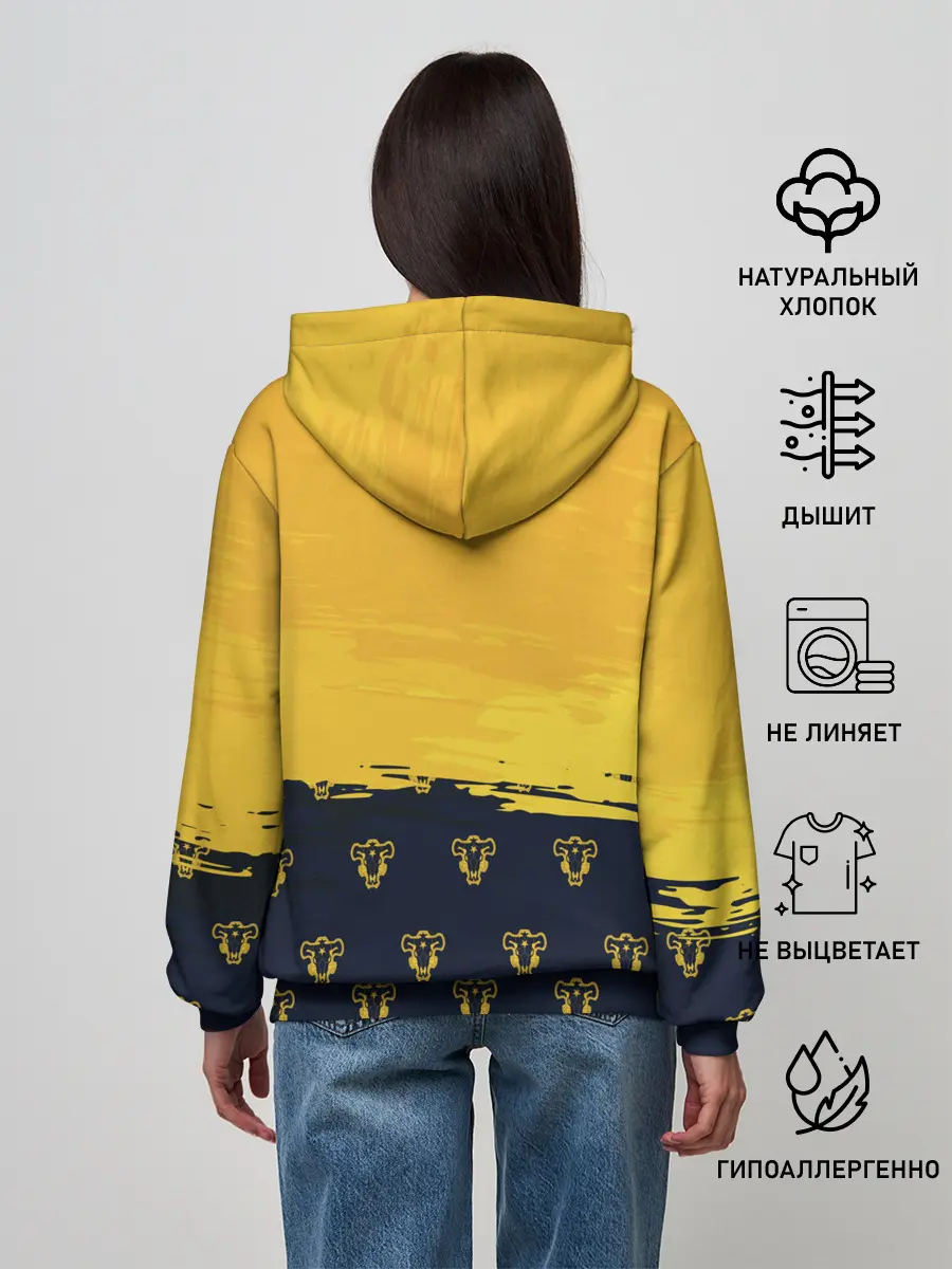 Женское худи / Чёрный клевер Аста желтый