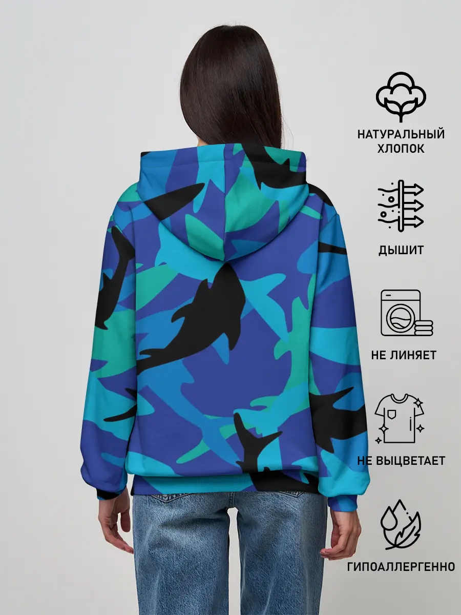 Женское худи / Акулы паттерн