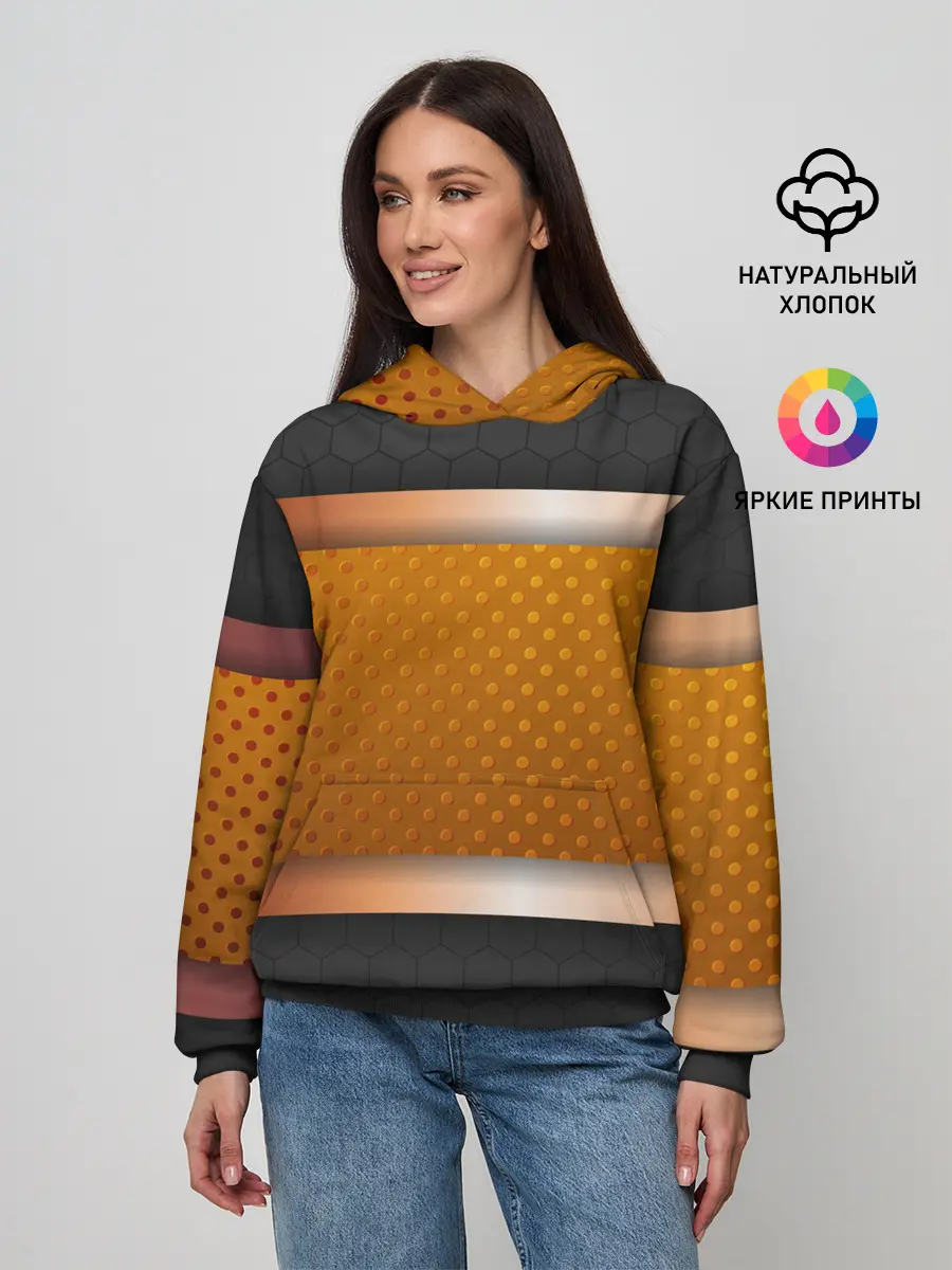 Женское худи / 3d gold / black